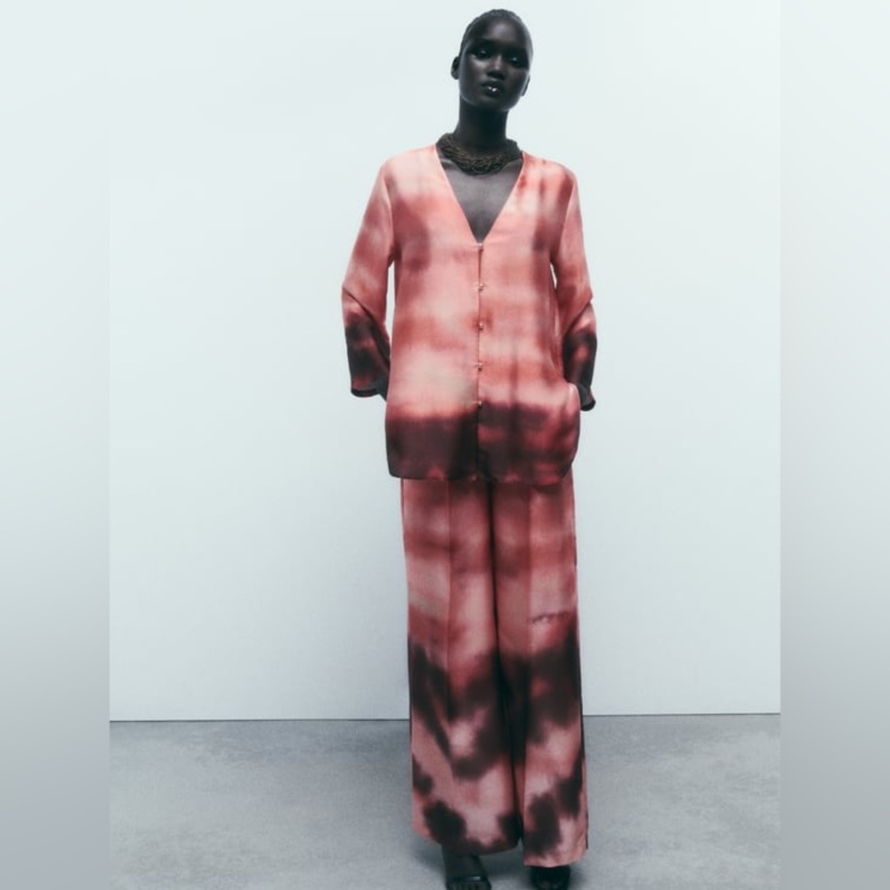 ZARA SET: TIE DYE PRINTED BLOUSE AND PANTS